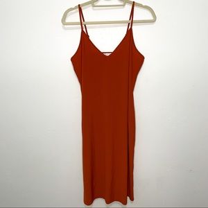 Leith orange sleeveless slip midi dress sz M